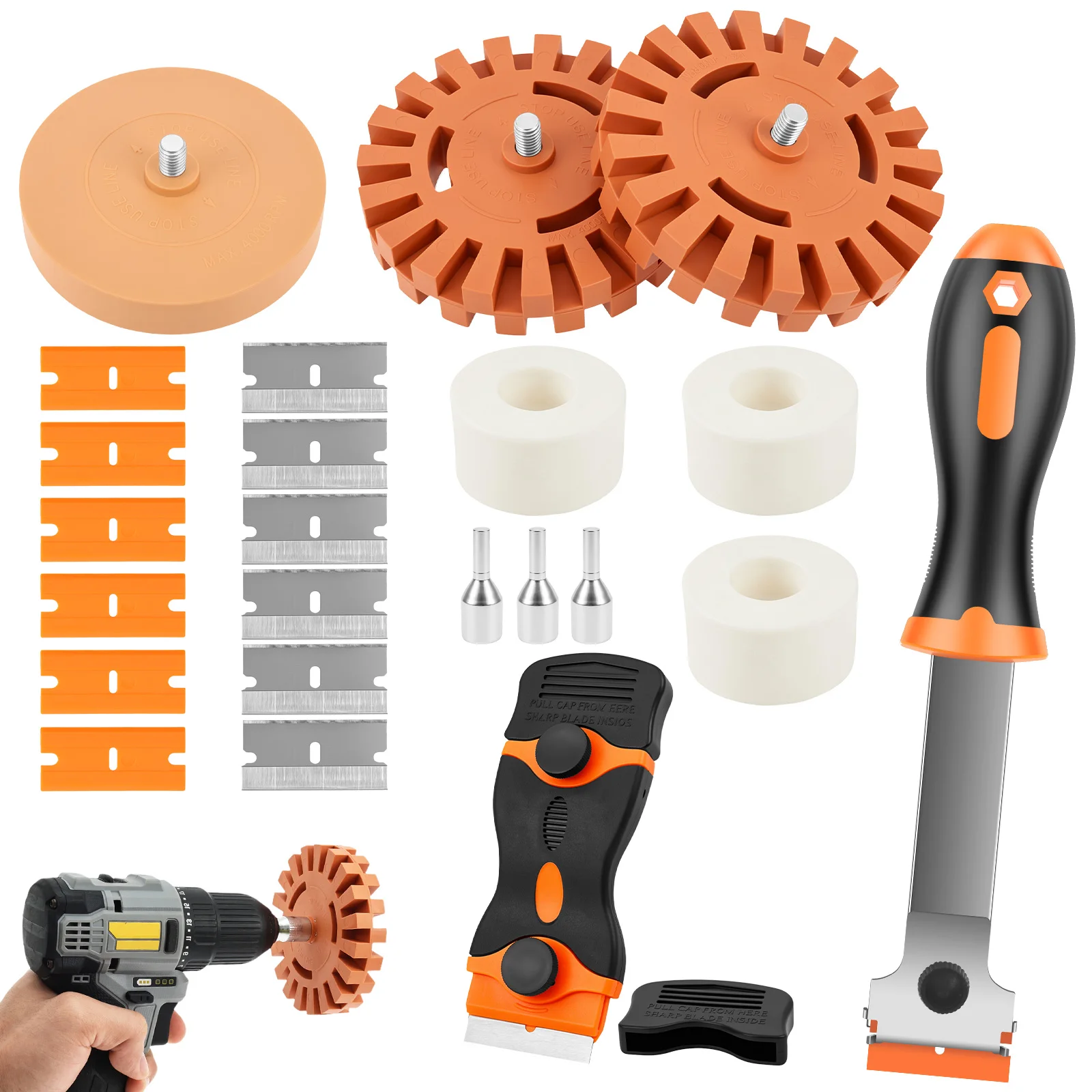 Eraser Wheel Decal Remover Tool Kit 3 Rubber Wheel with Scraper and Drill Adapter Removing Adhesive Sticker Vinyl Pinstripe
Eraser Wheel Decal Remover Tool Kit 3 Rubber Wheel with Scraper and Drill Adapter Removing Adhesive Sticker Vinyl Pinstripe
