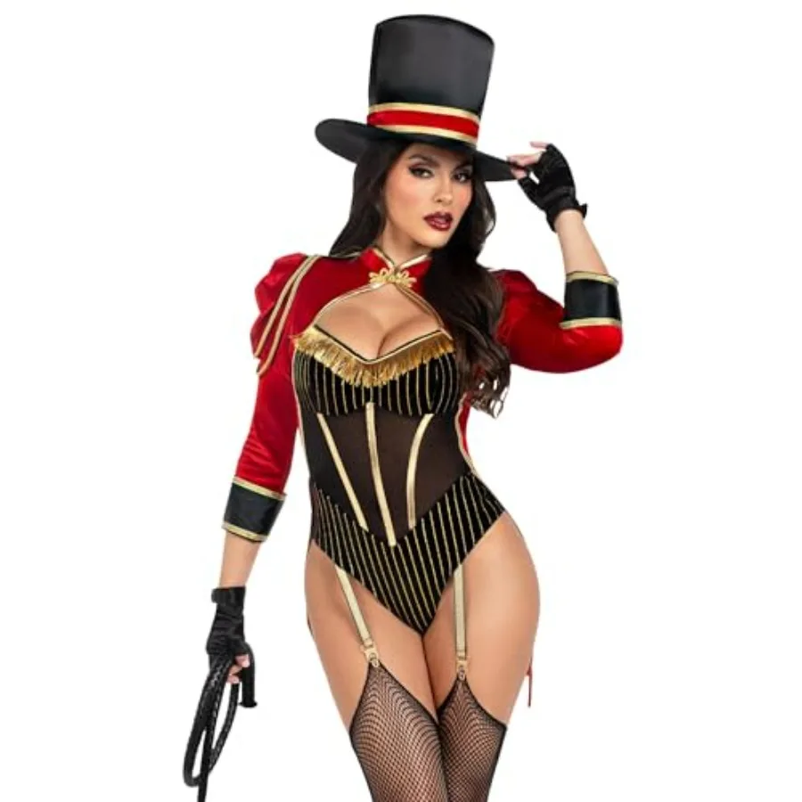 Women's 2 PC Ravishing Ringmaster Costume Womens Halloween Costumes with Attached Velvet Tail Coat, and Top Hat
Women's 2 PC Ravishing Ringmaster Costume Womens Halloween Costumes with Attached Velvet Tail Coat, and Top Hat