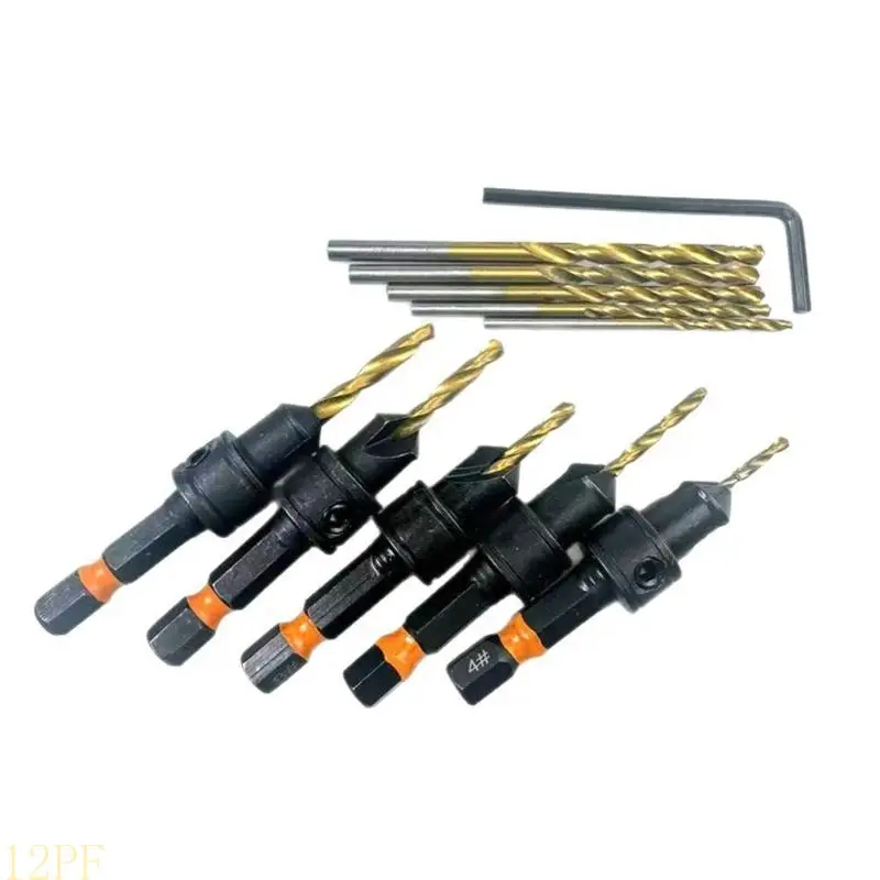 12PF 11pcs Countersink Drill Bit Set Size 4 to 12 Metal Coated Shank
12PF 11pcs Countersink Drill Bit Set Size 4 to 12 Metal Coated Shank