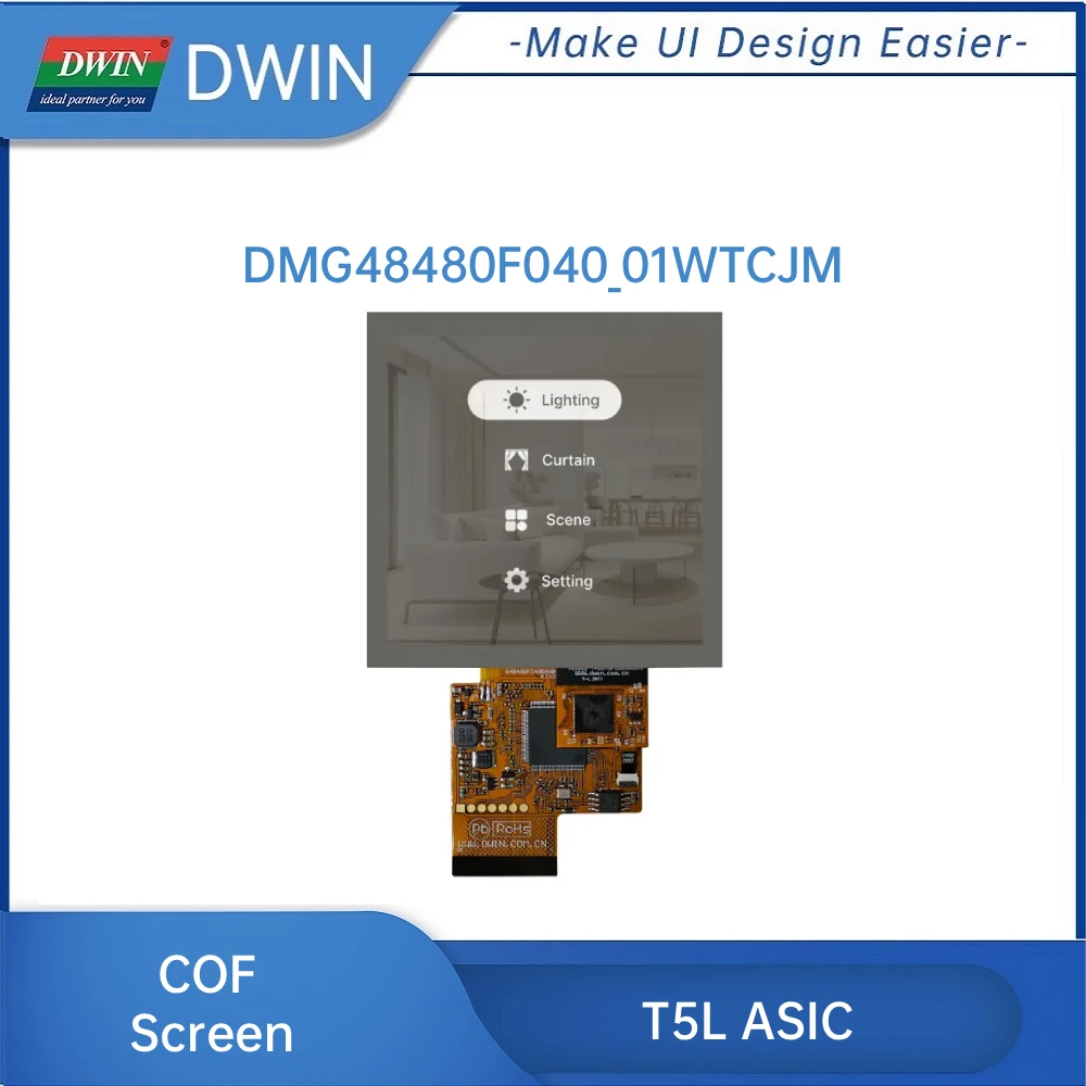 DWIN 4 Inch 480x480 IPS Mirror Surface TFT LCD Display COF Square Screen Integrated Touch Panel DMG48480F040_01WTCJM
DWIN 4 Inch 480x480 IPS Mirror Surface TFT LCD Display COF Square Screen Integrated Touch Panel DMG48480F040_01WTCJM