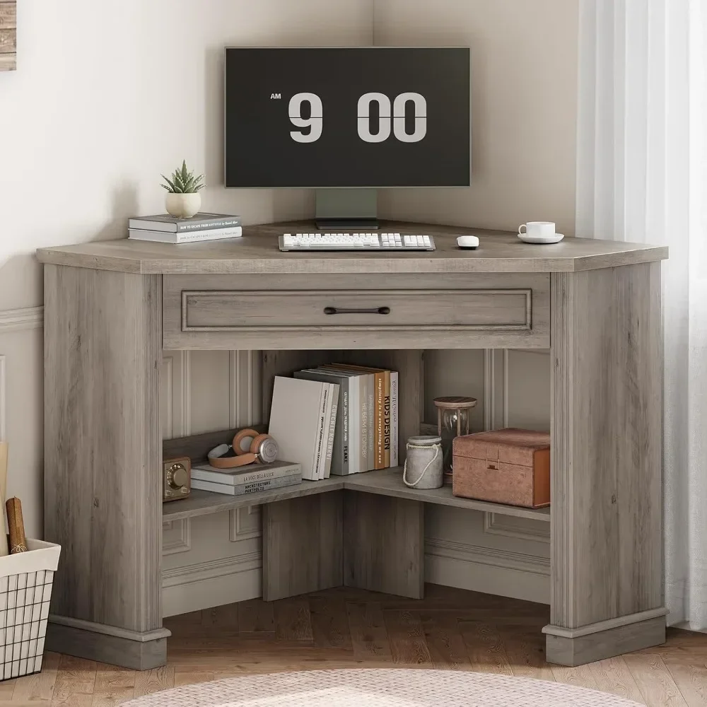31.5" small corner desk, corner desk for small space, farmhouse computer desk with drawers, triangle computer desk with storage
31.5" small corner desk, corner desk for small space, farmhouse computer desk with drawers, triangle computer desk with storage