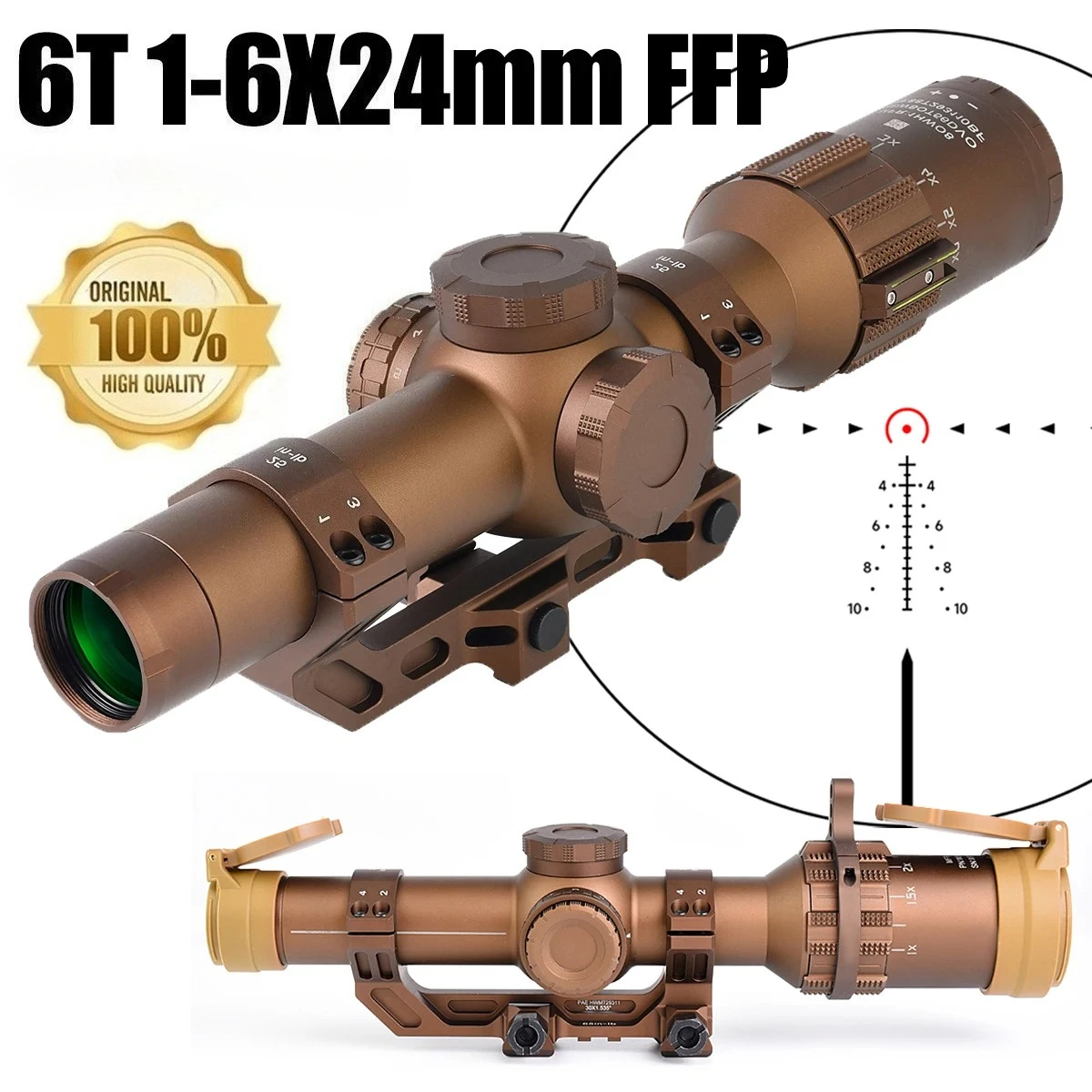 6T 1-6x24mm FFP Tactical Hunting Riflescope Red DWLR6 Illuminated Reticle 6x Super-Zoom Advanced Optical with Engraving
6T 1-6x24mm FFP Tactical Hunting Riflescope Red DWLR6 Illuminated Reticle 6x Super-Zoom Advanced Optical with Engraving