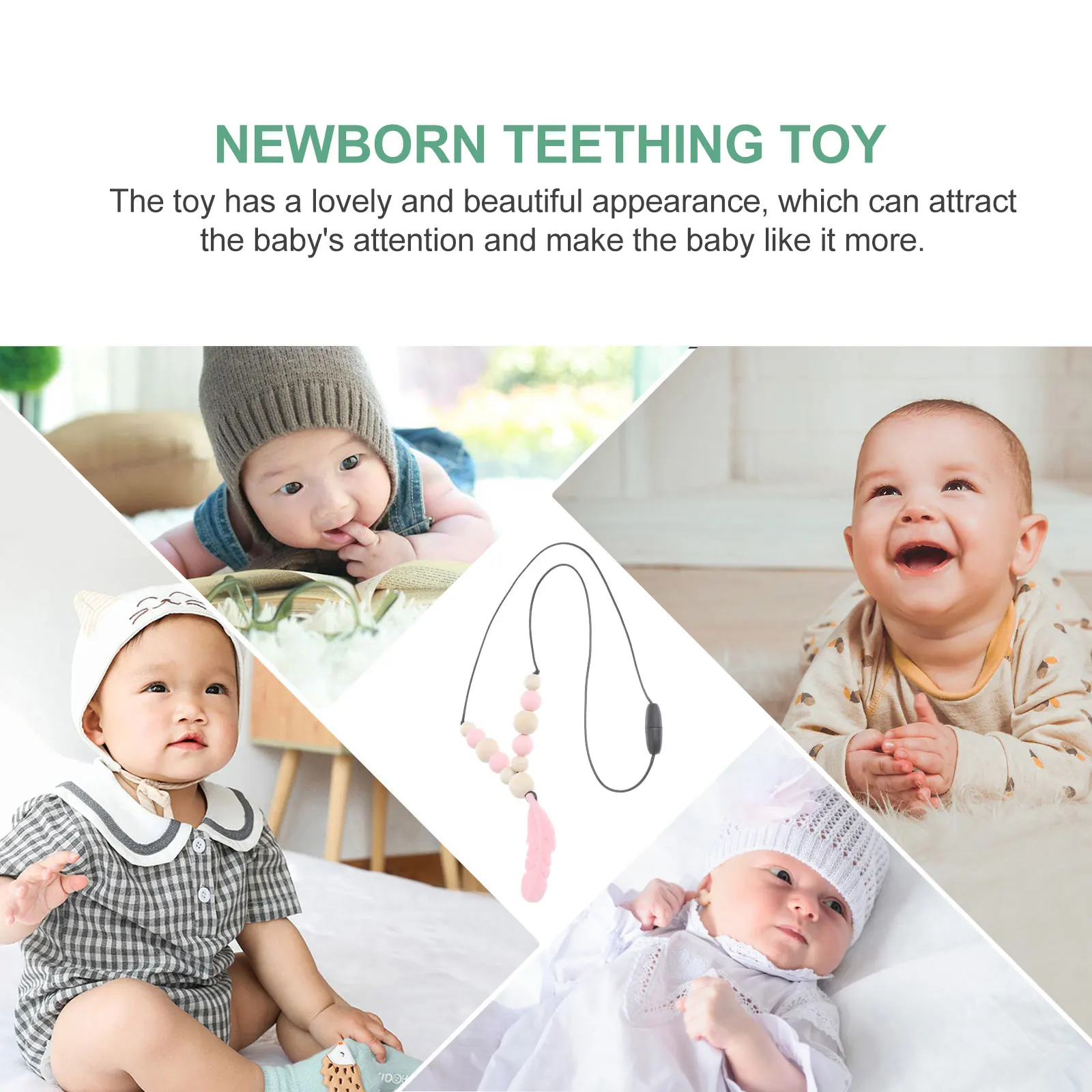 Силиконовое молярное ожерелье, прорезыватель для новорожденных, успокаивающее ожерелье для младенцев, прочный, безопасный подарок для прорезывания зубов, детское ожерелье для прорезывания зубов
Силиконовое молярное ожерелье, прорезыватель для новорожденных, успокаивающее ожерелье для младенцев, прочный, безопасный подарок для прорезывания зубов, детское ожерелье для прорезывания зубов