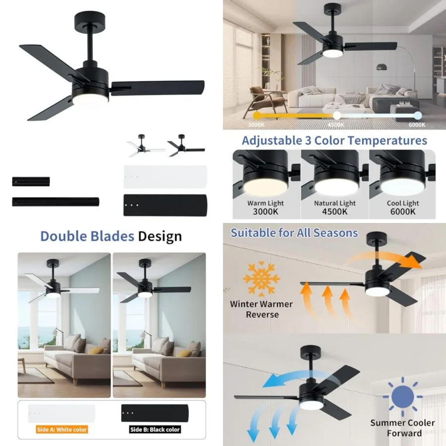 Metal Ceiling Fan with Light, Modern Flush Mount Low Profile with Remote Control, Reversible, 3cct Dimmable, Quiet, LED for Bed
Metal Ceiling Fan with Light, Modern Flush Mount Low Profile with Remote Control, Reversible, 3cct Dimmable, Quiet, LED for Bed