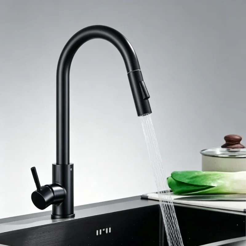 Black Kitchen Faucet, Deck Mounted Single Handle Pull Out Mixer Tap, Two Function Hot Cold Water Tap
Black Kitchen Faucet, Deck Mounted Single Handle Pull Out Mixer Tap, Two Function Hot Cold Water Tap