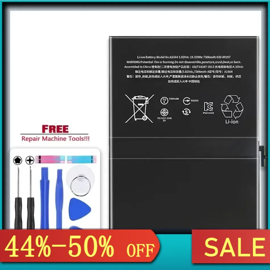 Сменный аккумулятор емкостью 7306 мАч для Apple iPad Pro 9,7 Pro97 A1673 A1674 A1675 + бесплатные инструменты
Сменный аккумулятор емкостью 7306 мАч для Apple iPad Pro 9,7 Pro97 A1673 A1674 A1675 + бесплатные инструменты