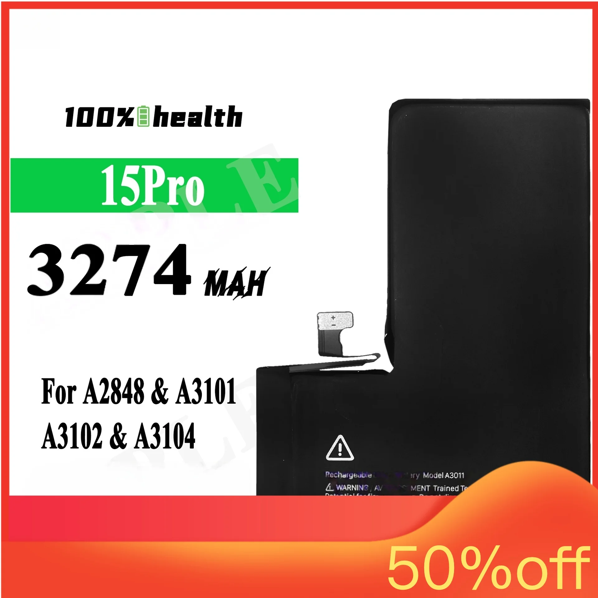 For IPhone 15 Pro 3274mAh Mobile Battery for Apple A2848 A3101 A3102 A3104 Built in High Quality Lithium Battery
For IPhone 15 Pro 3274mAh Mobile Battery for Apple A2848 A3101 A3102 A3104 Built in High Quality Lithium Battery
