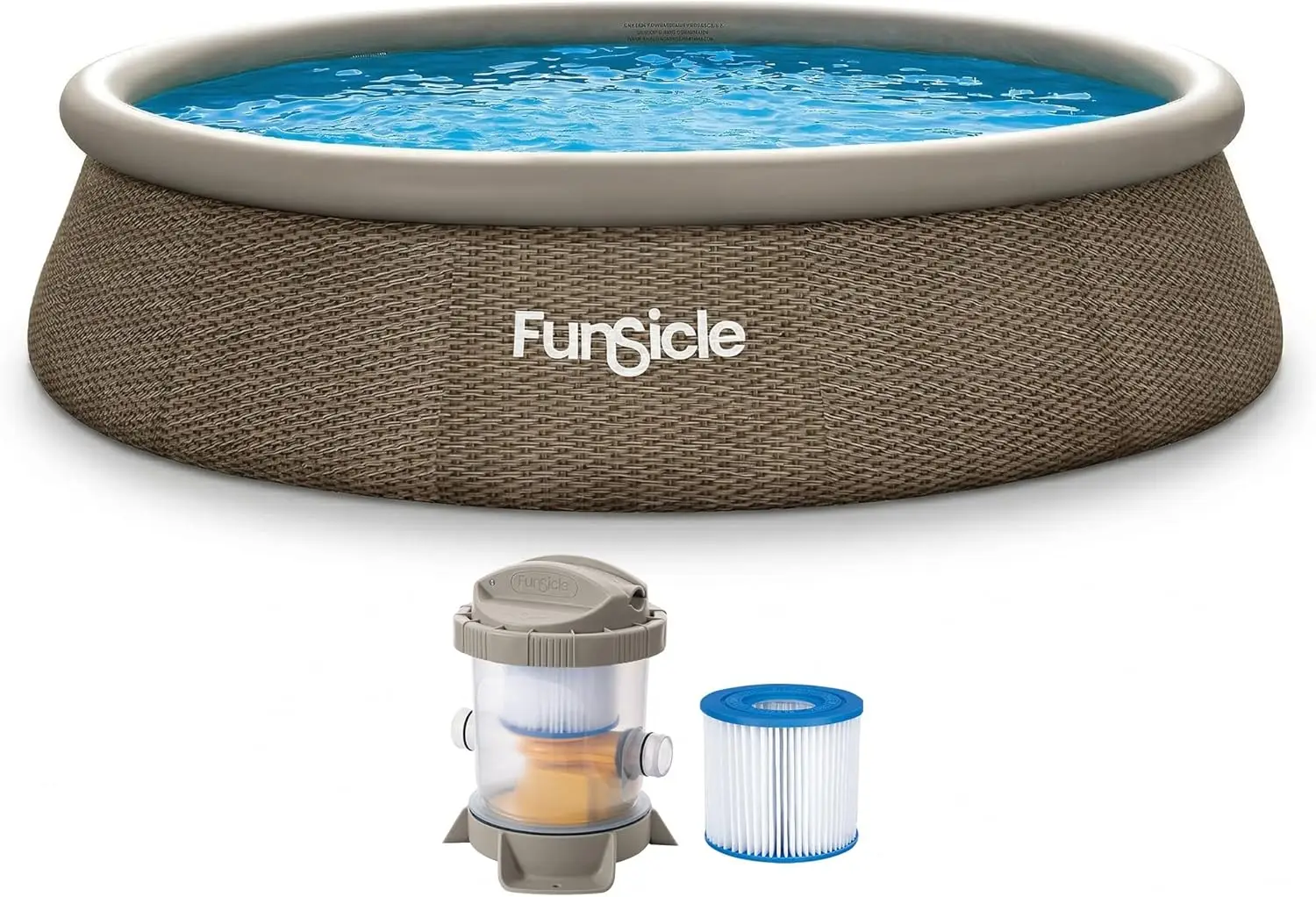Quickset Designer 14' x 36" Round Above Ground Swimming Pool, with FiltraBoost 800 GPH Filter Pump, Ladder, Type D Filter Cartridge & Repair Patch, Triple Basketweave
Quickset Designer 14' x 36" Round Above Ground Swimming Pool, with FiltraBoost 800 GPH Filter Pump, Ladder, Type D Filter Cartridge & Repair Patch, Triple Basketweave