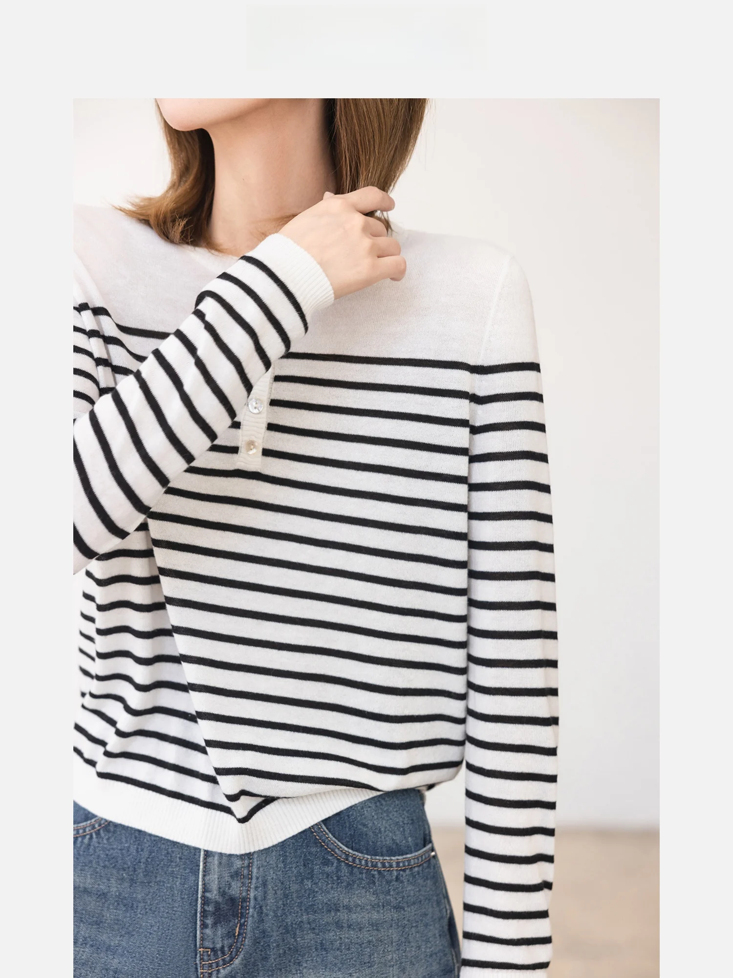 Japanese Style Long Sleeve Knitted Sweater Striped Straight Neck round Neck Women's Fashion Autumn New Arrival Color
Japanese Style Long Sleeve Knitted Sweater Striped Straight Neck round Neck Women's Fashion Autumn New Arrival Color