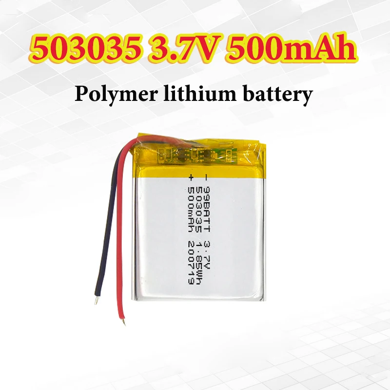 503035 Lithium Battery 3.7V 500mAh Polymer LiPo Rechargeable for Camera MP4 GPS Bluetooth Headset Speaker LED Lights Recorder
503035 Lithium Battery 3.7V 500mAh Polymer LiPo Rechargeable for Camera MP4 GPS Bluetooth Headset Speaker LED Lights Recorder