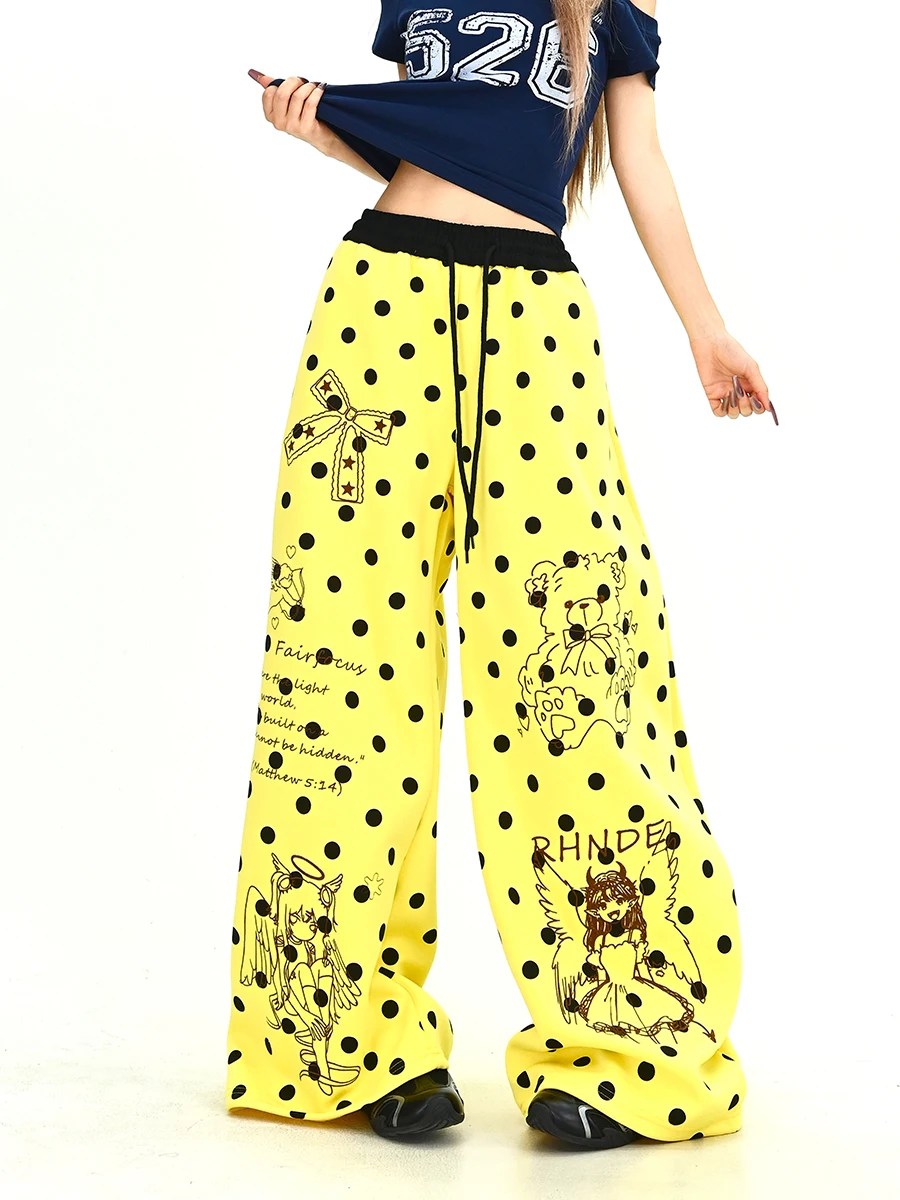 Женские повседневные брюки Bear Polka Dot, летние, новые, свободные, в стиле BF, винтажные, в пол, с широкими штанинами, модные повседневные брюки
Женские повседневные брюки Bear Polka Dot, летние, новые, свободные, в стиле BF, винтажные, в пол, с широкими штанинами, модные повседневные брюки