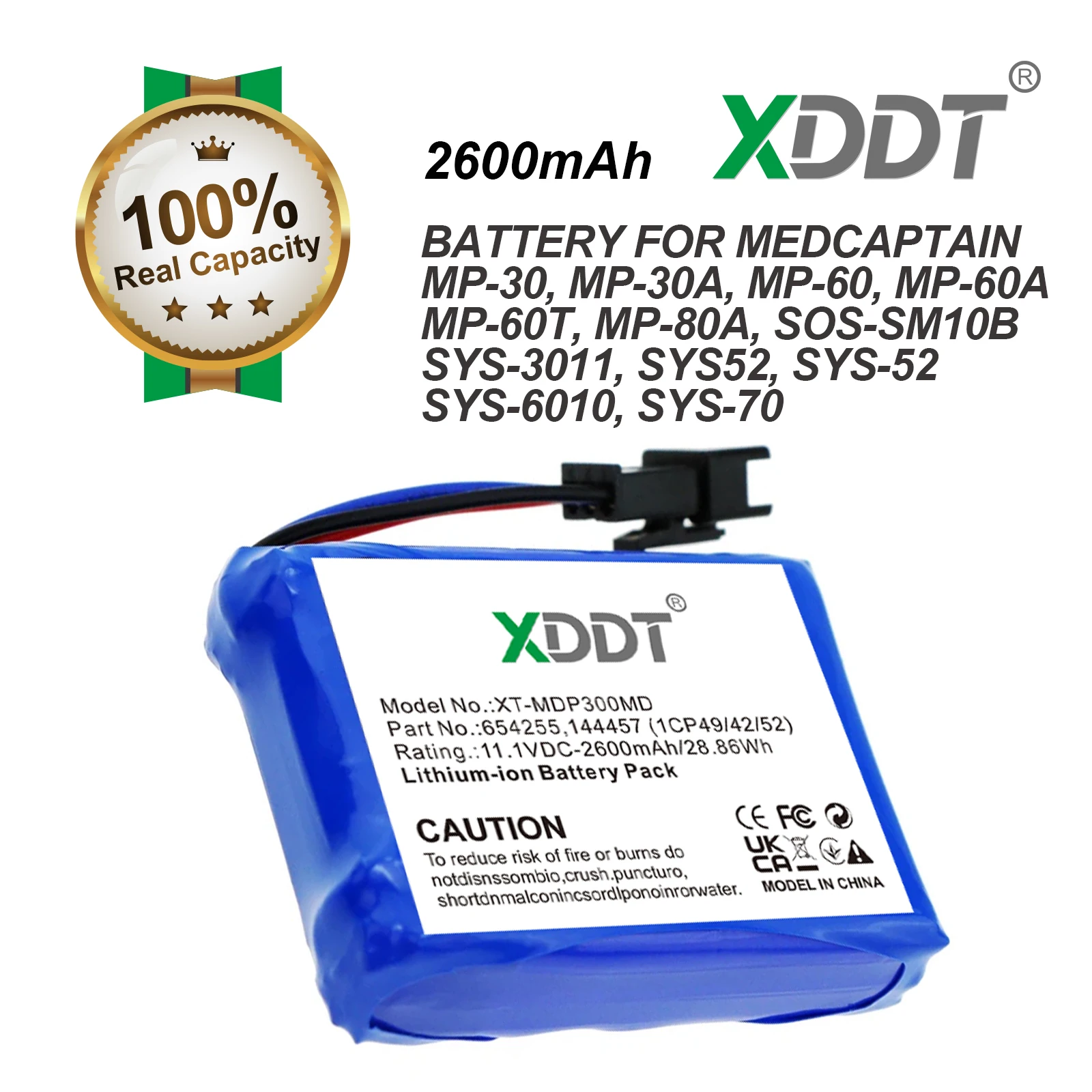 Медицинская батарея XDDT 11.1V, 2600mAh для Medcaptain MP-30, MP-30A, MP-60, MP-60A, MP-60T, MP-80A, SOS-SM10B, SYS-3011, SYS52, SYS-52
Медицинская батарея XDDT 11.1V, 2600mAh для Medcaptain MP-30, MP-30A, MP-60, MP-60A, MP-60T, MP-80A, SOS-SM10B, SYS-3011, SYS52, SYS-52