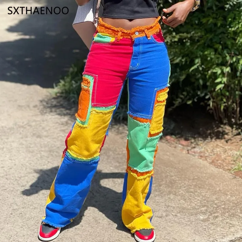 SXTHAENOO American Street Style Color Block Contrast Straight Pants Summer New Frayed Edge Baggy Jeans High Waist Denim Trousers
SXTHAENOO American Street Style Color Block Contrast Straight Pants Summer New Frayed Edge Baggy Jeans High Waist Denim Trousers