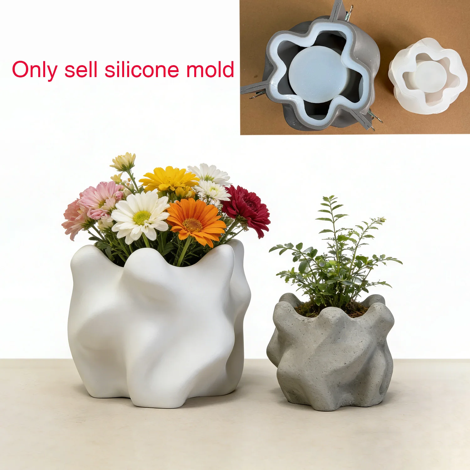 Silicone Mold For Irregular Shape Cement Planter - Abstract Geometric Flower Pot Mold for Plaster Concrete, Modern Home Decor
Silicone Mold For Irregular Shape Cement Planter - Abstract Geometric Flower Pot Mold for Plaster Concrete, Modern Home Decor