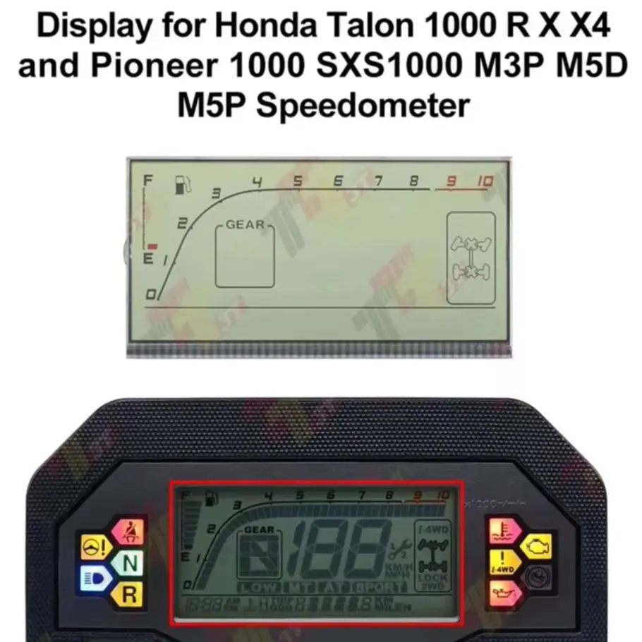 Display for Honda Talon 1000 R X X4 and Pioneer 1000 M3P M5D M5P Speedometer Display Replacement for Off-Road Vehicles
Display for Honda Talon 1000 R X X4 and Pioneer 1000 M3P M5D M5P Speedometer Display Replacement for Off-Road Vehicles