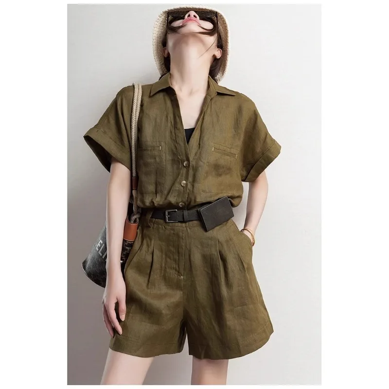 Retro Short-sleeved Jumpsuit Women Summer Temperament Waist Shorts
Retro Short-sleeved Jumpsuit Women Summer Temperament Waist Shorts