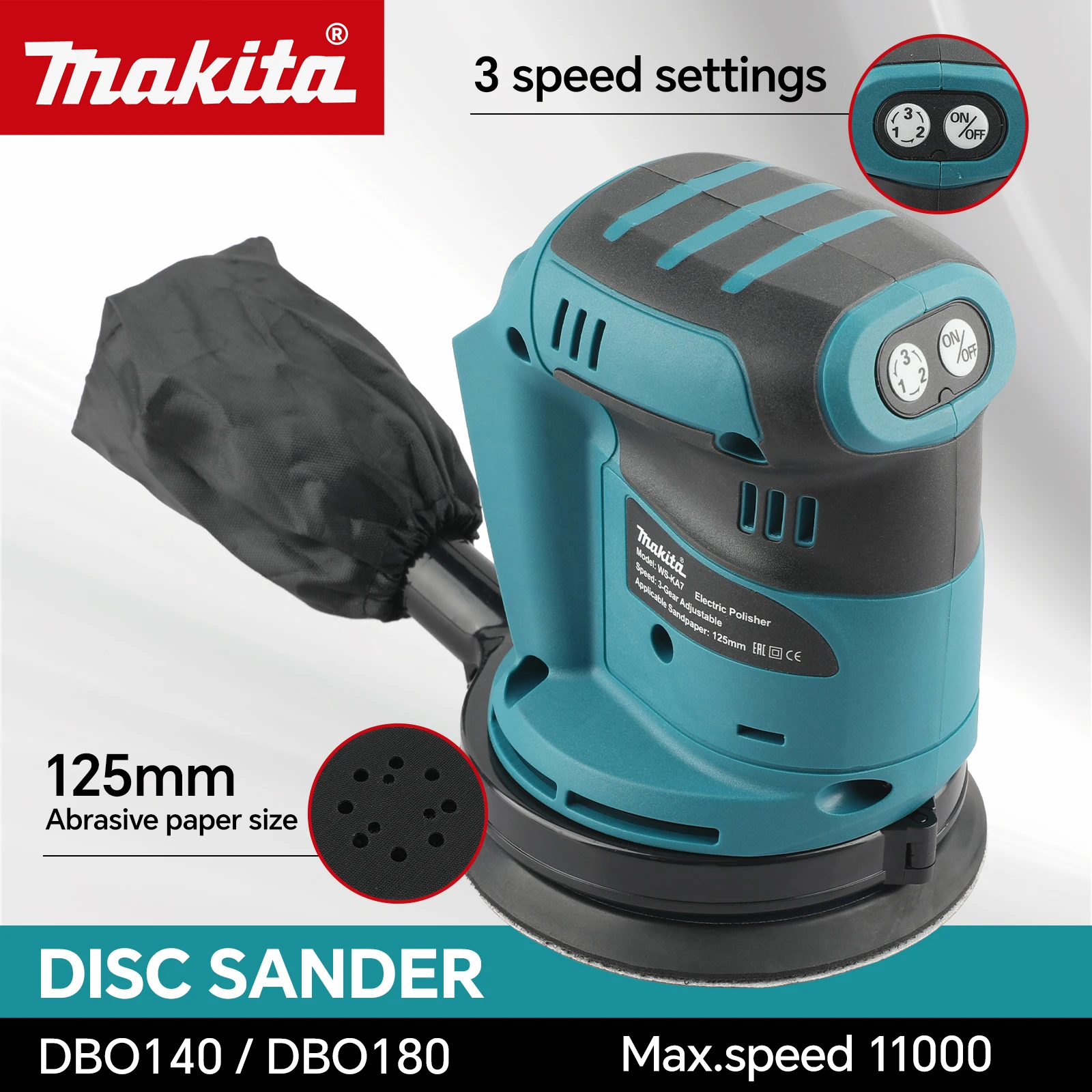 Makita DBO180 18V Orbital Sander 125mm 3-Speed Adjustable Ergonomic Grip For Comfortable Polishing Operation tools
Makita DBO180 18V Orbital Sander 125mm 3-Speed Adjustable Ergonomic Grip For Comfortable Polishing Operation tools