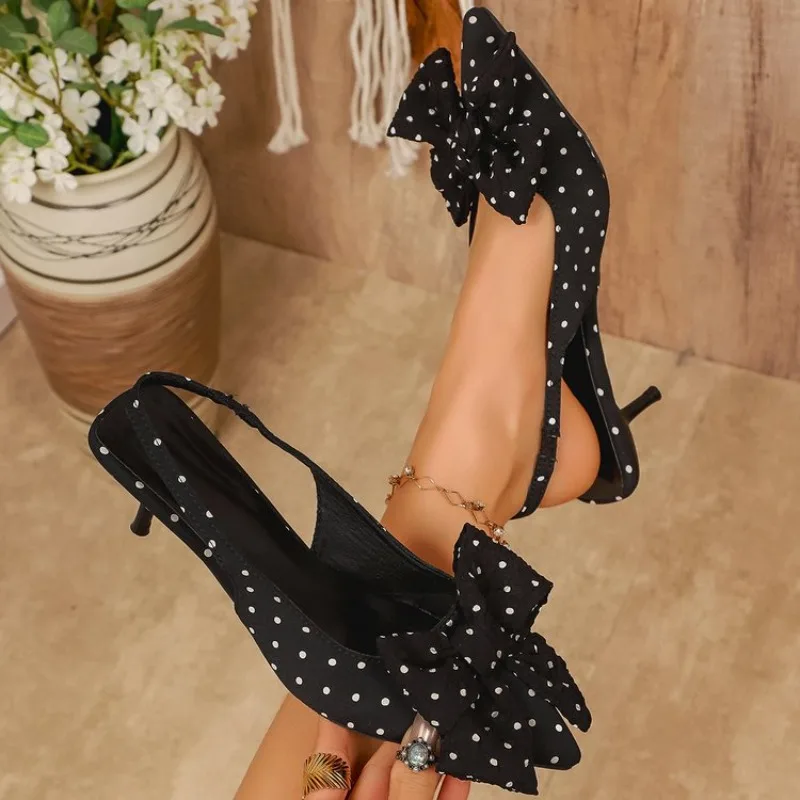 Polka-Dot Bow High Heels for Women, Backless Stiletto Heels, Sweet and Energetic Commuting and Dating Sandals
Polka-Dot Bow High Heels for Women, Backless Stiletto Heels, Sweet and Energetic Commuting and Dating Sandals