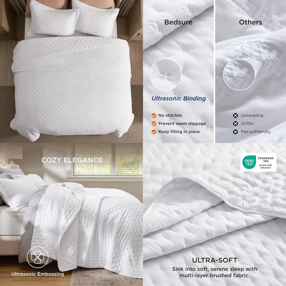 Современное стеганое одеяло King-Size с узором клевера - белое, легкое, всесезонное покрывало и одеяло, 106 x 96 дюймов
Современное стеганое одеяло King-Size с узором клевера - белое, легкое, всесезонное покрывало и одеяло, 106 x 96 дюймов