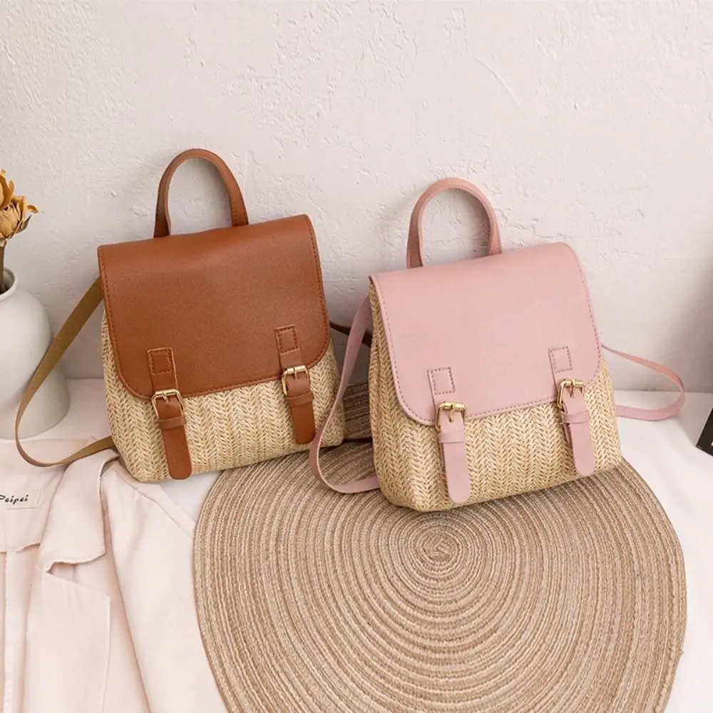 Fashion PU Leather Straw Backpack Retro Design Vintage Style Woven Backpack Luxury Elegant Look Satchel Bag All-match Style
Fashion PU Leather Straw Backpack Retro Design Vintage Style Woven Backpack Luxury Elegant Look Satchel Bag All-match Style
