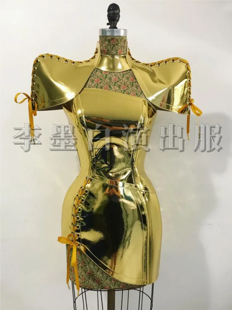 Custom Gold Armor Dress Cool Meta Future Sense Sexy Gogo Singer Performance Costume For Women
Custom Gold Armor Dress Cool Meta Future Sense Sexy Gogo Singer Performance Costume For Women