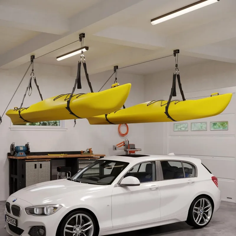 Kayak Storage Hoist - Overhead Pulley System with 125lb Capacity for Canoes, Bikes, Ladders, and More
Kayak Storage Hoist - Overhead Pulley System with 125lb Capacity for Canoes, Bikes, Ladders, and More