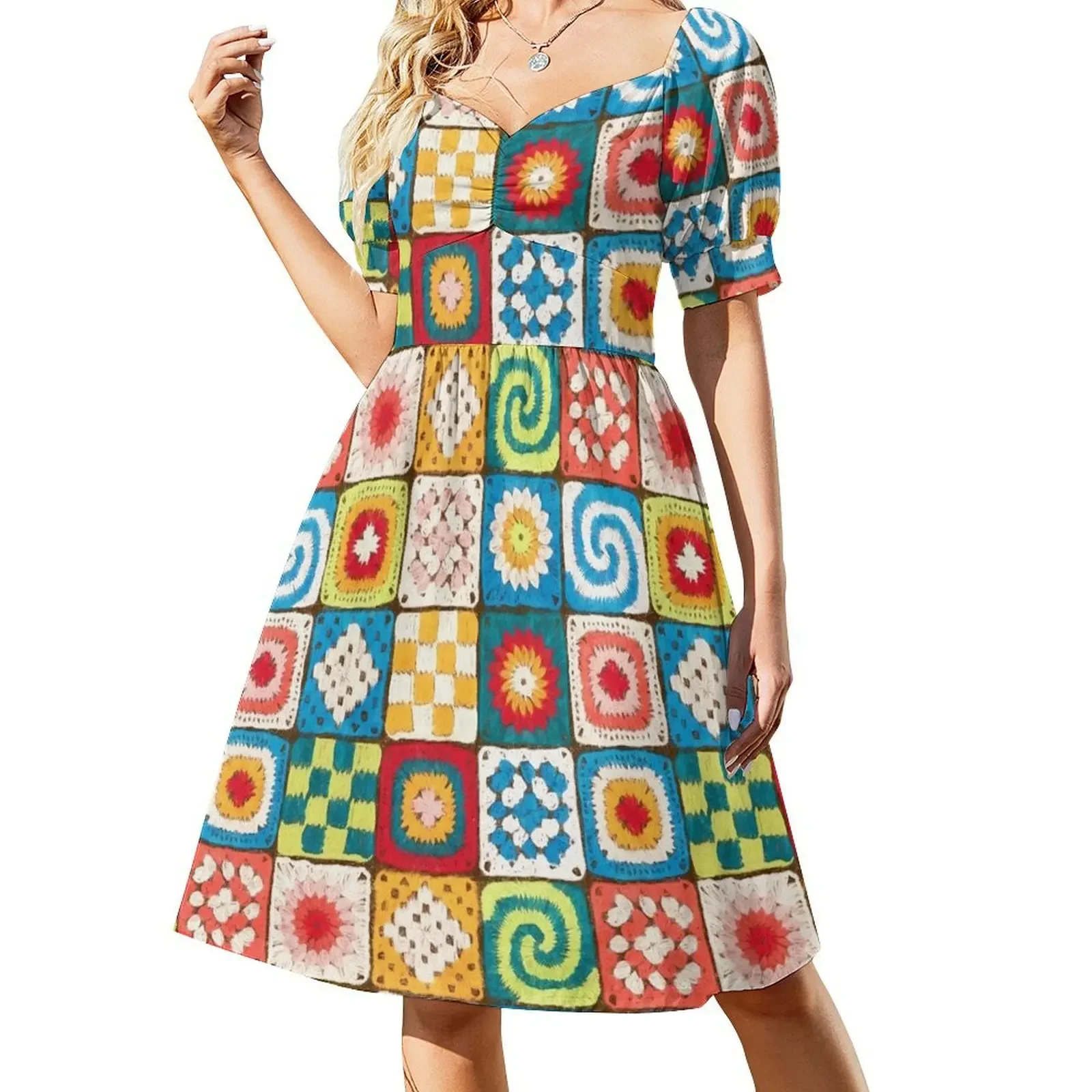 Colorful Granny Square Crochet Short-Sleeved Dress Party dresses for women Long dress woman Dress
Colorful Granny Square Crochet Short-Sleeved Dress Party dresses for women Long dress woman Dress