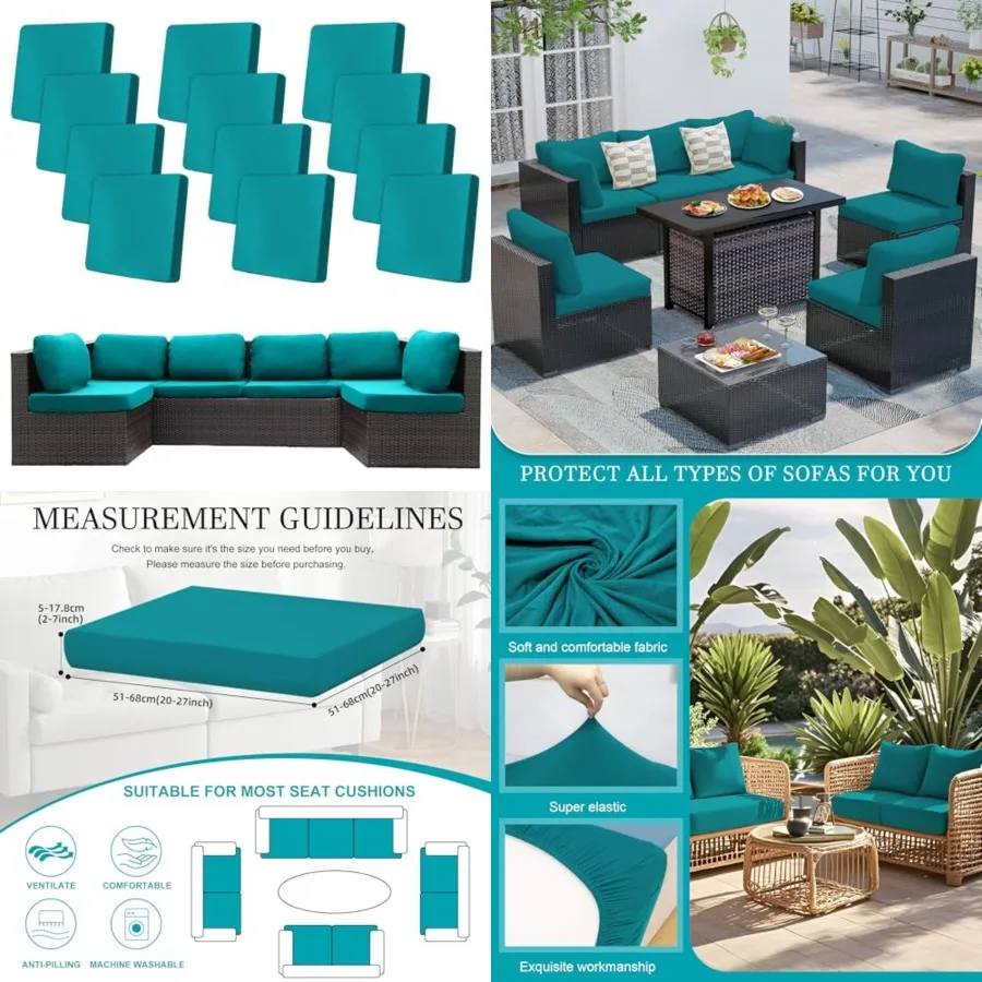 12 Pcs Stretch Patio Cushion Covers, Outdoor Couch Covers Replacement, Outdoor Couch Sofa Slipcovers, for Patio Furniture Cushi
12 Pcs Stretch Patio Cushion Covers, Outdoor Couch Covers Replacement, Outdoor Couch Sofa Slipcovers, for Patio Furniture Cushi