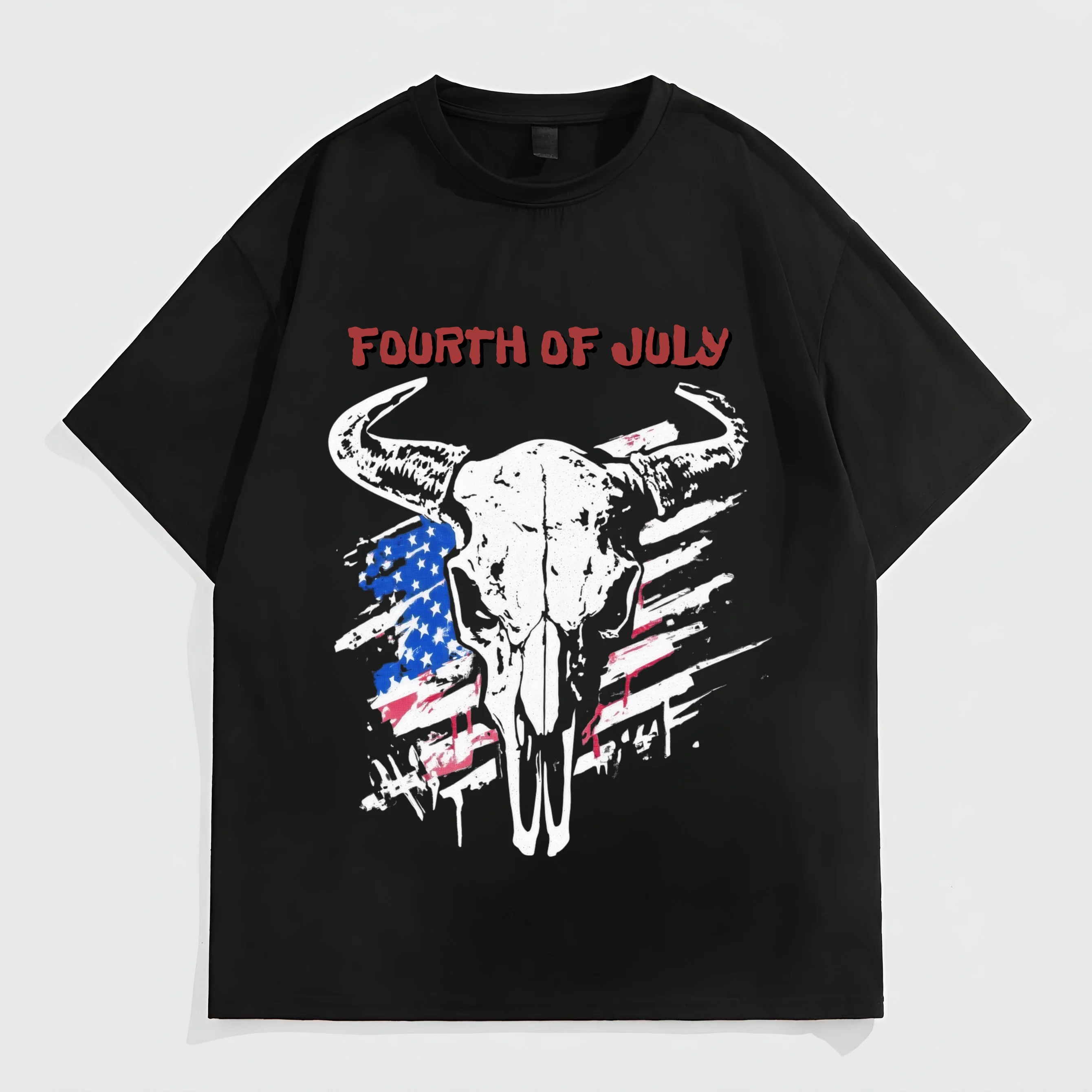 Teevo Black T-Shirt with Bull Skull and American Flag Print for Independence Day Celebrations
Teevo Black T-Shirt with Bull Skull and American Flag Print for Independence Day Celebrations