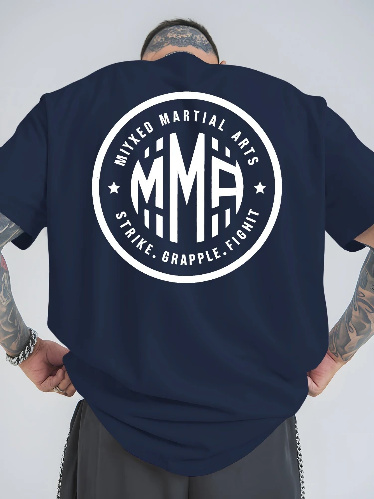 Martial arts fighting-breathable 100% cotton short-sleeved T-shirt with round neck and fashionable "MMA" printed T-shirt.
Martial arts fighting-breathable 100% cotton short-sleeved T-shirt with round neck and fashionable "MMA" printed T-shirt.
