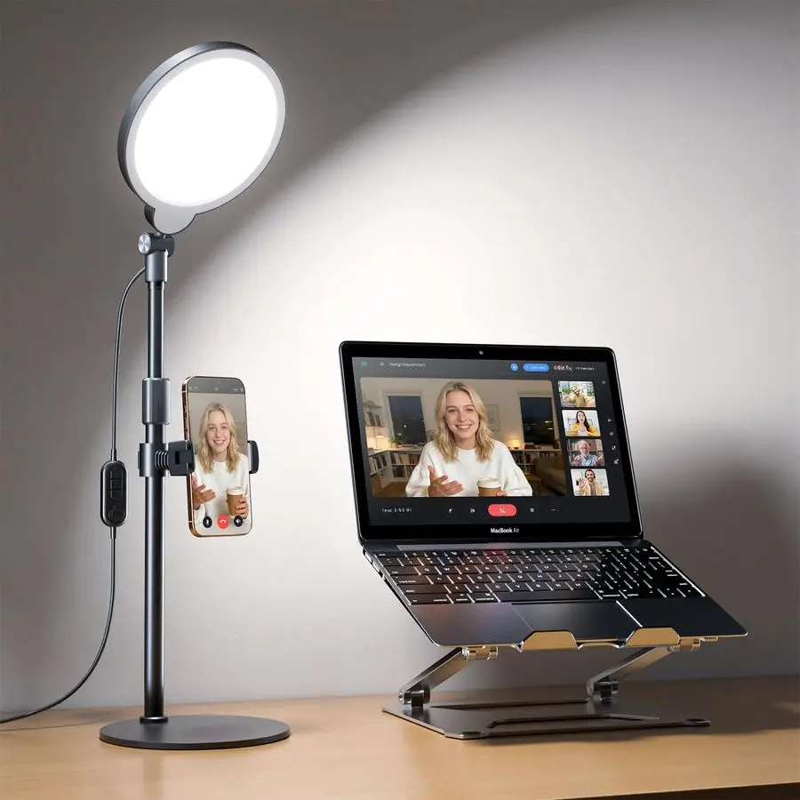 Ring Light with Stand for Desk, Adjustable Desk Light for Video Recording, 30 Light Modes Video Conference Lighting, Zoom Lighti
Ring Light with Stand for Desk, Adjustable Desk Light for Video Recording, 30 Light Modes Video Conference Lighting, Zoom Lighti