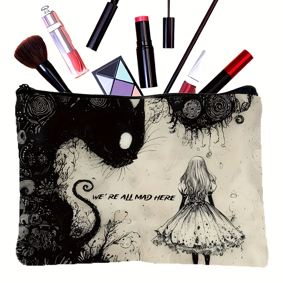 Dark Fairy Tale Cat Cosmetic Pouch - Mysterious Black Cat & Girl Illustration Zipper Bag, Travel Cosmetic Organizer
Dark Fairy Tale Cat Cosmetic Pouch - Mysterious Black Cat & Girl Illustration Zipper Bag, Travel Cosmetic Organizer