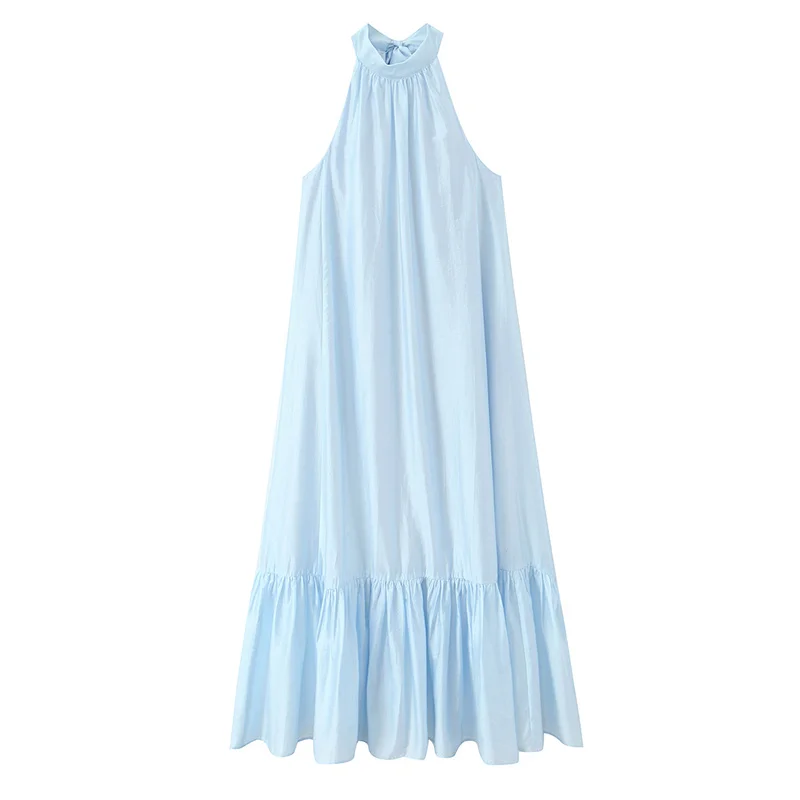 Женское платье 2026: Новинка Весны, синее, с воротником-халтером, без рукавов, свободного кроя, А-силуэт, длинное, в отпускном стиле, модное и уникальное
Женское платье 2026: Новинка Весны, синее, с воротником-халтером, без рукавов, свободного кроя, А-силуэт, длинное, в отпускном стиле, модное и уникальное