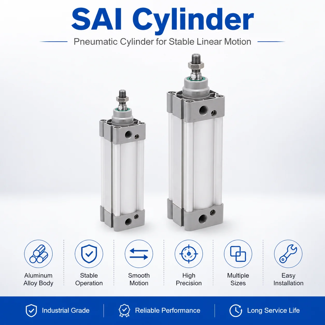 Airtac Type SAI Series Pneumatic standard cylinder SAI32 40 50 63 80 Bore 25s-350s Stroke Double Acting Pneumatic Cylinder
Airtac Type SAI Series Pneumatic standard cylinder SAI32 40 50 63 80 Bore 25s-350s Stroke Double Acting Pneumatic Cylinder