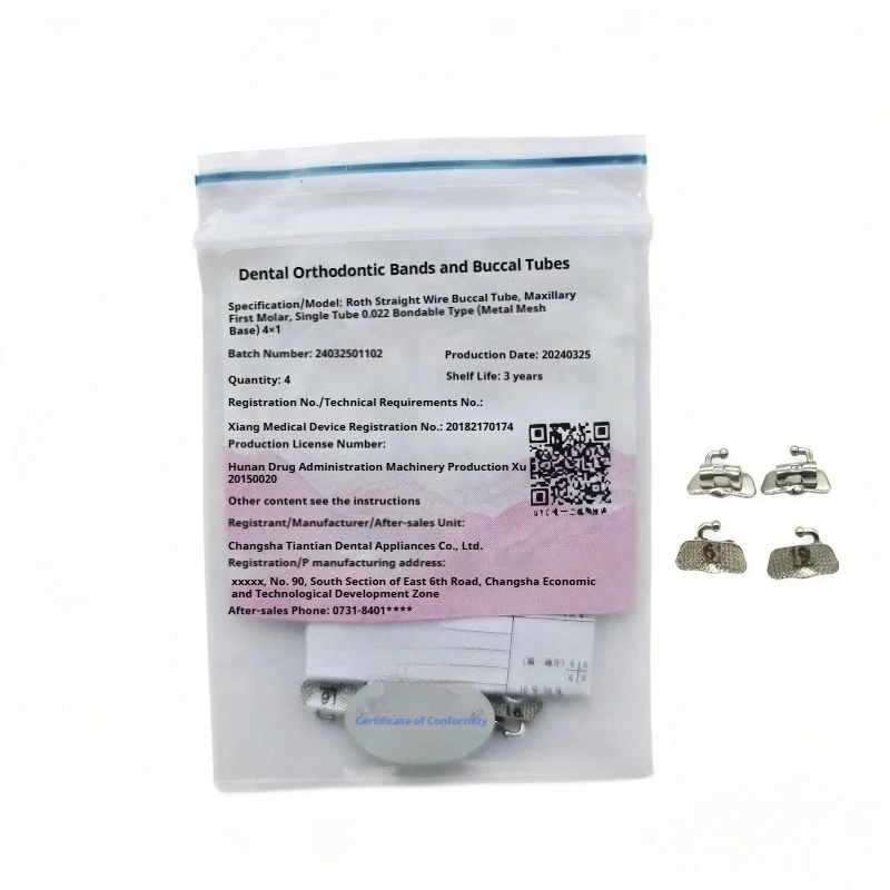 Straight tap cheek pipe Medical Grade Stainless Steel Orthodontic Buccal Tube, Bondable Single Tube 6th Molar, 4pcs/Pack
Straight tap cheek pipe Medical Grade Stainless Steel Orthodontic Buccal Tube, Bondable Single Tube 6th Molar, 4pcs/Pack