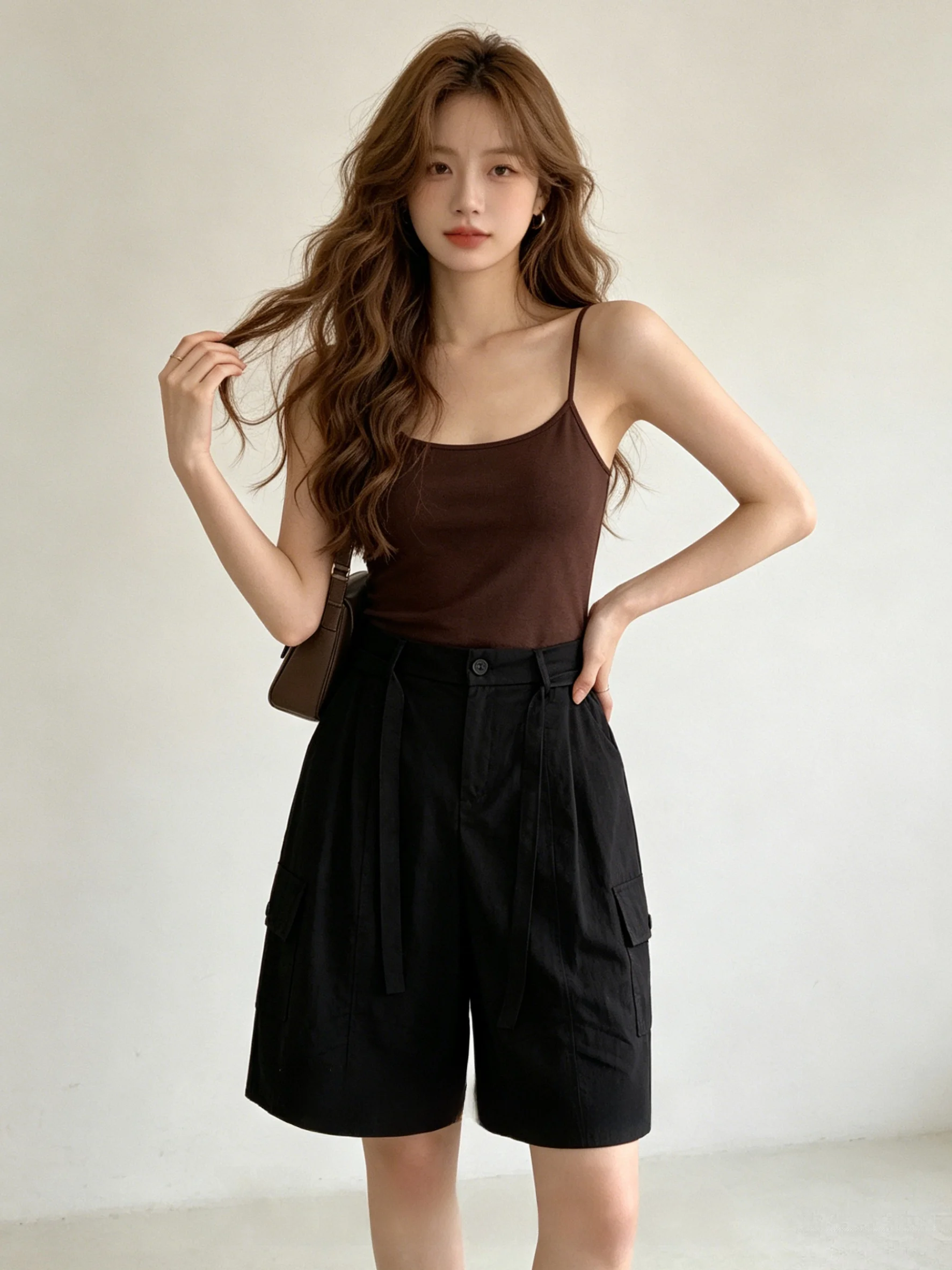Black Simple 2026 New Style Workwear High Waist Wide Leg Shorts Summer Belted Multi Pocket Versatile Casual Pants for Women
Black Simple 2026 New Style Workwear High Waist Wide Leg Shorts Summer Belted Multi Pocket Versatile Casual Pants for Women