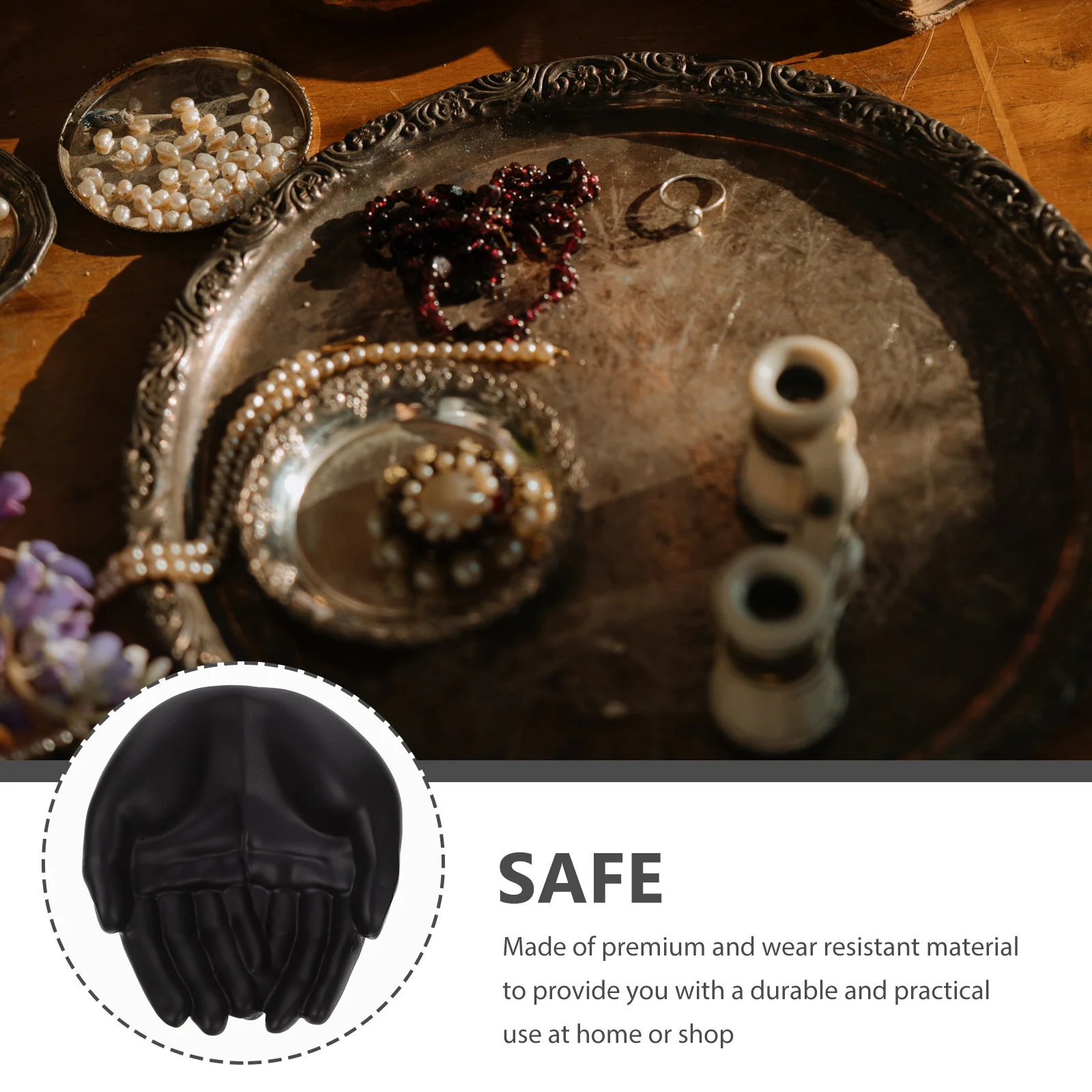 Palm Shape Resin Jewelry Organizer Plate Durable Jewelry Storage Tray Tabletop Display for Home Dorm Hotel Use 
Palm Shape Resin Jewelry Organizer Plate Durable Jewelry Storage Tray Tabletop Display for Home Dorm Hotel Use