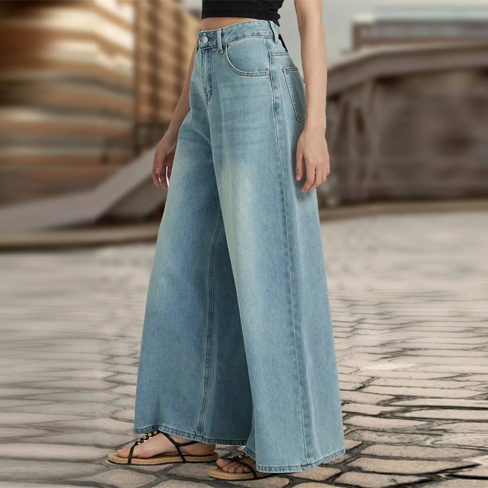 Stylish High Waist Denim Pants for Women Wide Legs, Drooping Design, Perfect Cowboy Women's Clothing for Every Occasion
Stylish High Waist Denim Pants for Women Wide Legs, Drooping Design, Perfect Cowboy Women's Clothing for Every Occasion