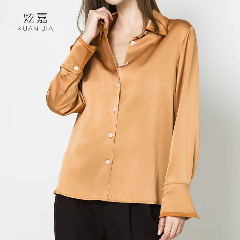 Heavy 22 Mmi Silk Shirt Autumn and Winter New 100% Mulberry Silk Long-sleeved Shirt Women's Satin Contrasting Top
Heavy 22 Mmi Silk Shirt Autumn and Winter New 100% Mulberry Silk Long-sleeved Shirt Women's Satin Contrasting Top