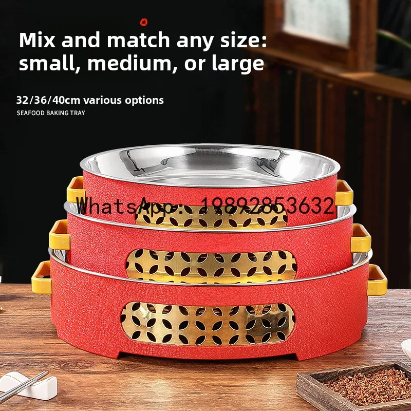 KG seafood big coffee plate commercial stainless steel grilled fish stove round special dry pot alcohol stove heating
KG seafood big coffee plate commercial stainless steel grilled fish stove round special dry pot alcohol stove heating