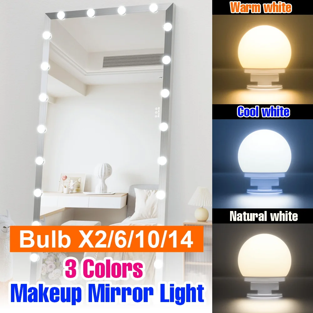 USB Makeup Mirror Light DC5V LED Bathroom Dressing Table Lamp Bulb 3 Colors Dimmable For Bedroom Mirror Decoration Fill Lighting
USB Makeup Mirror Light DC5V LED Bathroom Dressing Table Lamp Bulb 3 Colors Dimmable For Bedroom Mirror Decoration Fill Lighting