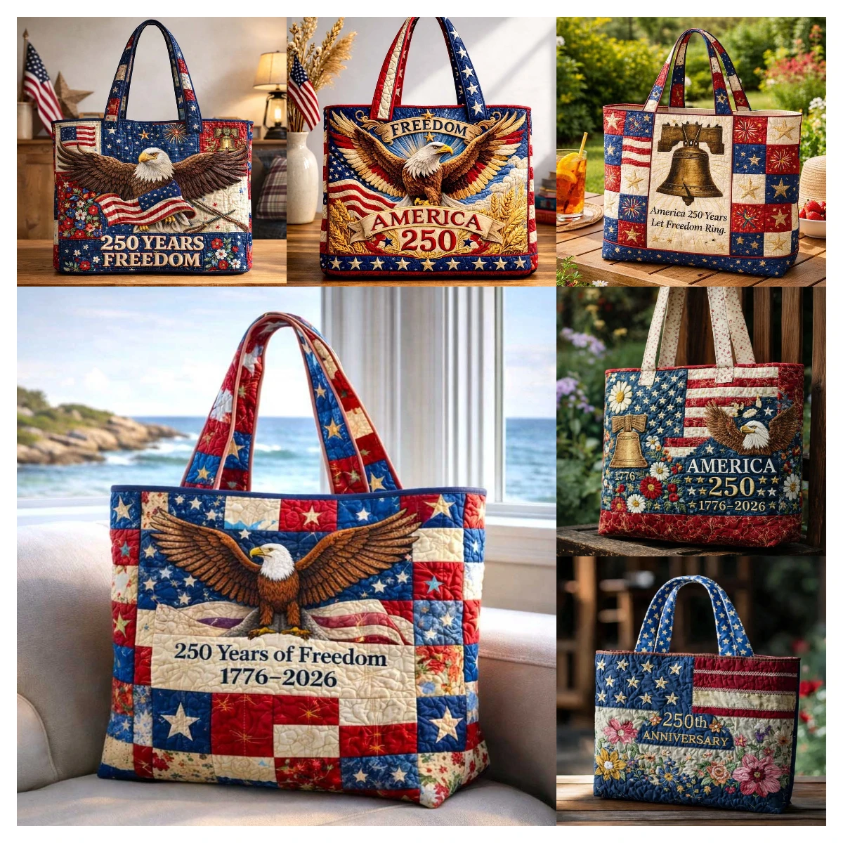 America 250th Anniversary Quilted Tote Patriotic Flag Floral Shoulder Bag Women Daily Handbag For Shopping
America 250th Anniversary Quilted Tote Patriotic Flag Floral Shoulder Bag Women Daily Handbag For Shopping