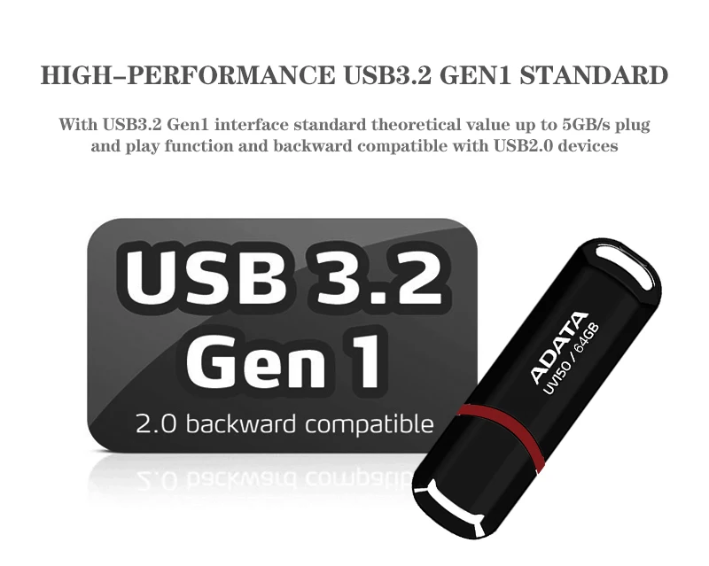 ADATA UV150 USB Flash Drive 128GB 64GB 32GB USB 3.2 Gen 1 Black Red Portable Hot Sale High Speed Memory Stick For PC Laptop
ADATA UV150 USB Flash Drive 128GB 64GB 32GB USB 3.2 Gen 1 Black Red Portable Hot Sale High Speed Memory Stick For PC Laptop