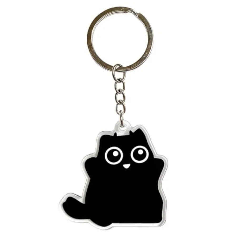 Cute Black Cat Keychain Charm with Big Eyes, Acrylic, 2.09 Inches, Modern Style
Cute Black Cat Keychain Charm with Big Eyes, Acrylic, 2.09 Inches, Modern Style