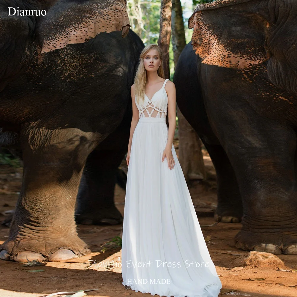 Dianruo Delicate Cutout Sweetheart Evening Dresses Chiffon A Line Dresses For Women Spaghetti Straps Wedding Dresses Customized
Dianruo Delicate Cutout Sweetheart Evening Dresses Chiffon A Line Dresses For Women Spaghetti Straps Wedding Dresses Customized