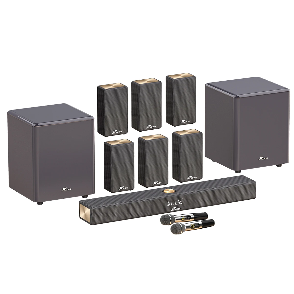 7.2.6 CH Soundbar With 2X8" Wireless Subwoofer, 6 Surround Speakers 680W Home Theater Speaker With ARC/Optical/AUX/USB/Coaxial
7.2.6 CH Soundbar With 2X8" Wireless Subwoofer, 6 Surround Speakers 680W Home Theater Speaker With ARC/Optical/AUX/USB/Coaxial