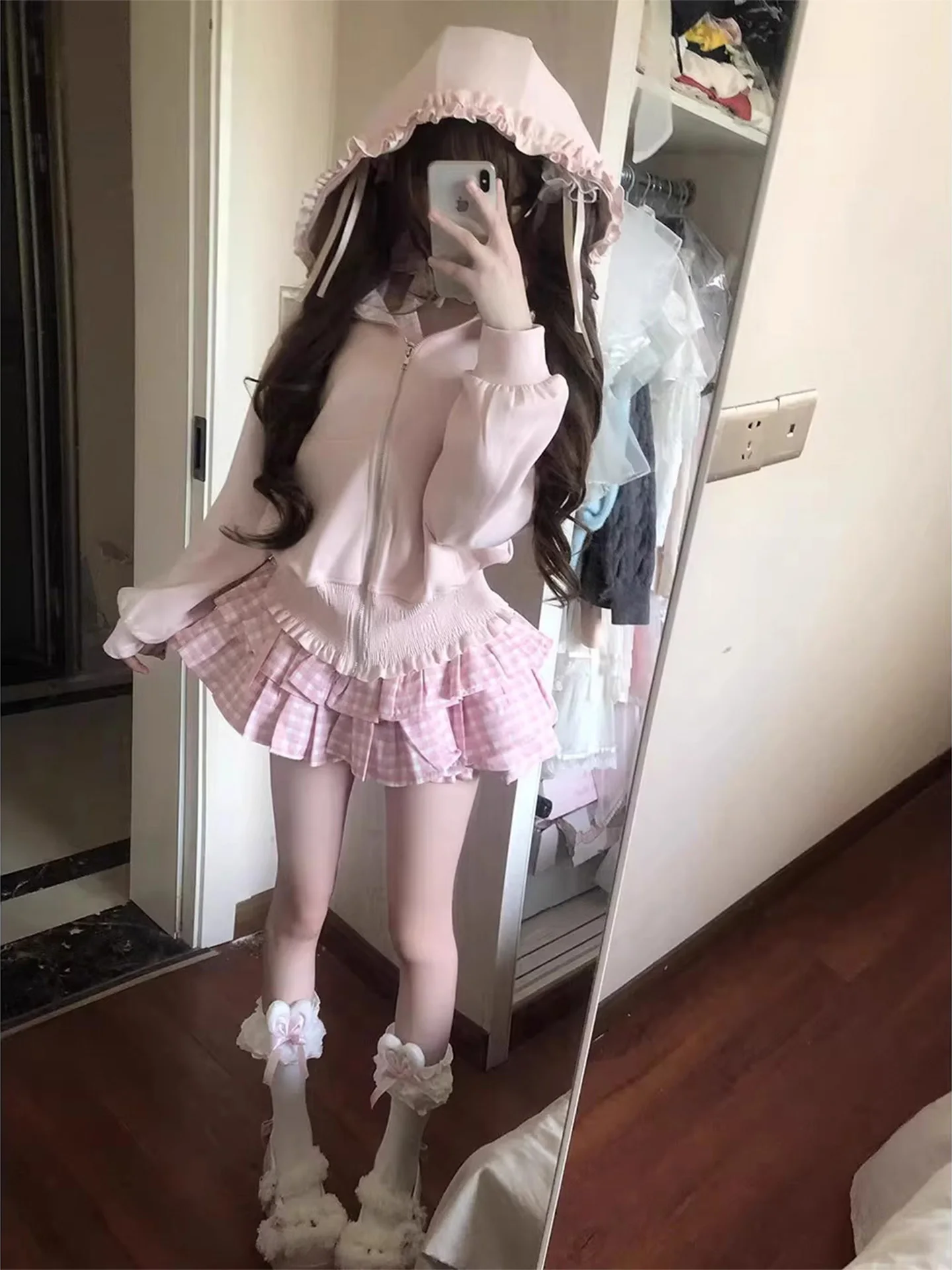 Sweet Style Pink Ruffle Hem Hoodie Jacket Women's Loose Fit Short Sleeveless Top High Waist Autumn New Design Casual Fashion
Sweet Style Pink Ruffle Hem Hoodie Jacket Women's Loose Fit Short Sleeveless Top High Waist Autumn New Design Casual Fashion