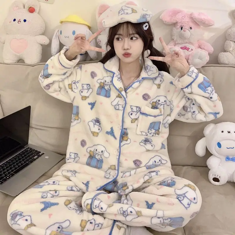 Cute Cinnamoroll Pajamas Fall/winter Hello Kittys Women's Pajamas Coral Fleece Thickened Lounge Clothes Girls Sleepwear Plush
Cute Cinnamoroll Pajamas Fall/winter Hello Kittys Women's Pajamas Coral Fleece Thickened Lounge Clothes Girls Sleepwear Plush