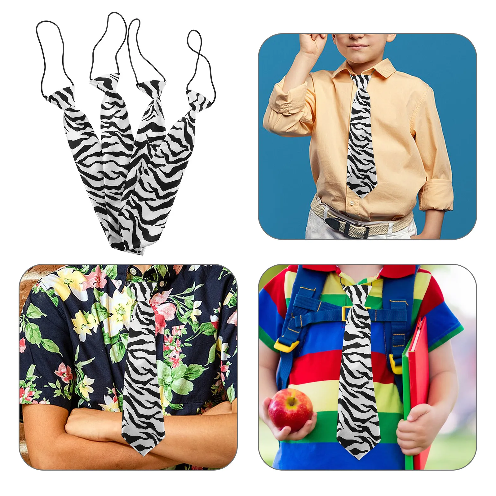 4Pcs Children Neckties Zebra Pattern Boy Necktie Korean Design Elastic Comfort Fit for Student Uniforms Festive Events Daily
4Pcs Children Neckties Zebra Pattern Boy Necktie Korean Design Elastic Comfort Fit for Student Uniforms Festive Events Daily