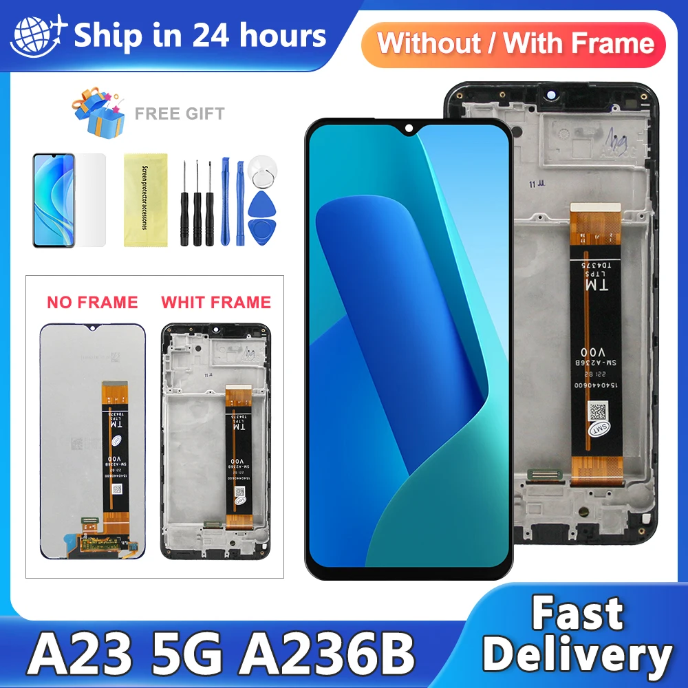 6,6-дюймовый экран A23 для Samsung A23 5G A236, ЖК-дисплей, дигитайзер сенсорного экрана в сборе для Samsung A236B A236U A236U1, ЖК-дисплей
6,6-дюймовый экран A23 для Samsung A23 5G A236, ЖК-дисплей, дигитайзер сенсорного экрана в сборе для Samsung A236B A236U A236U1, ЖК-дисплей